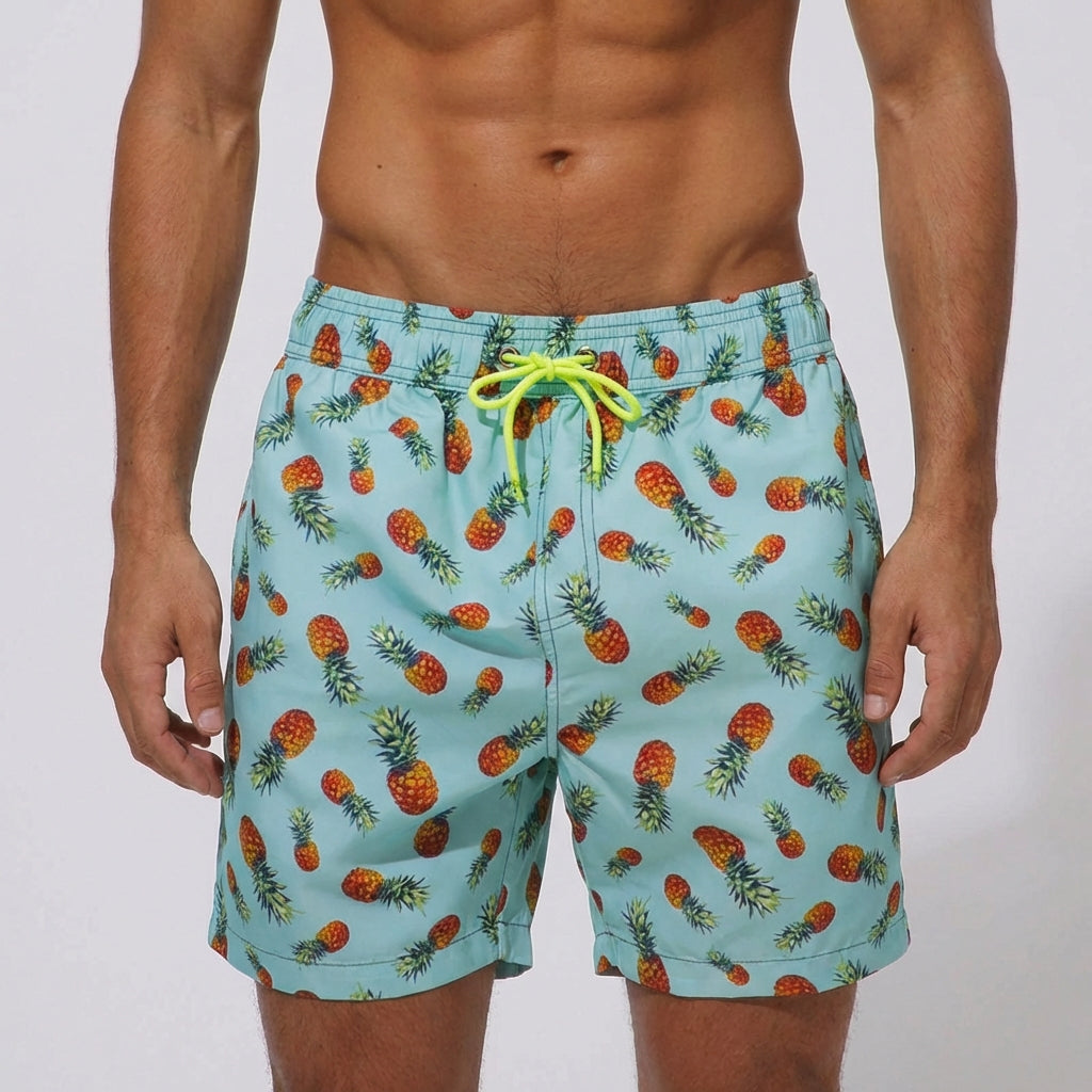 Men's quick-drying board shorts with breathable fabric and adjustable waistband