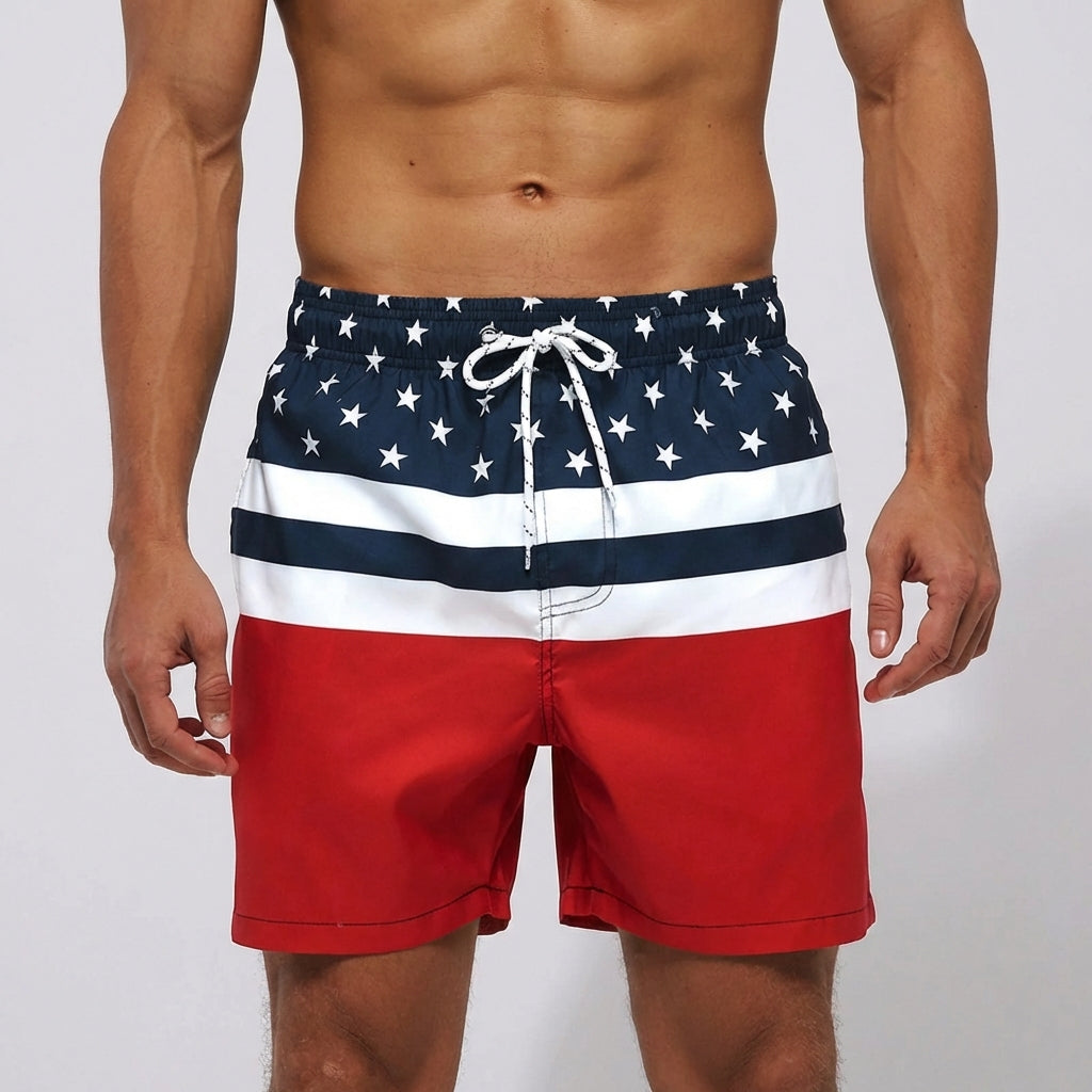 Men's quick-drying board shorts with breathable fabric and adjustable waistband