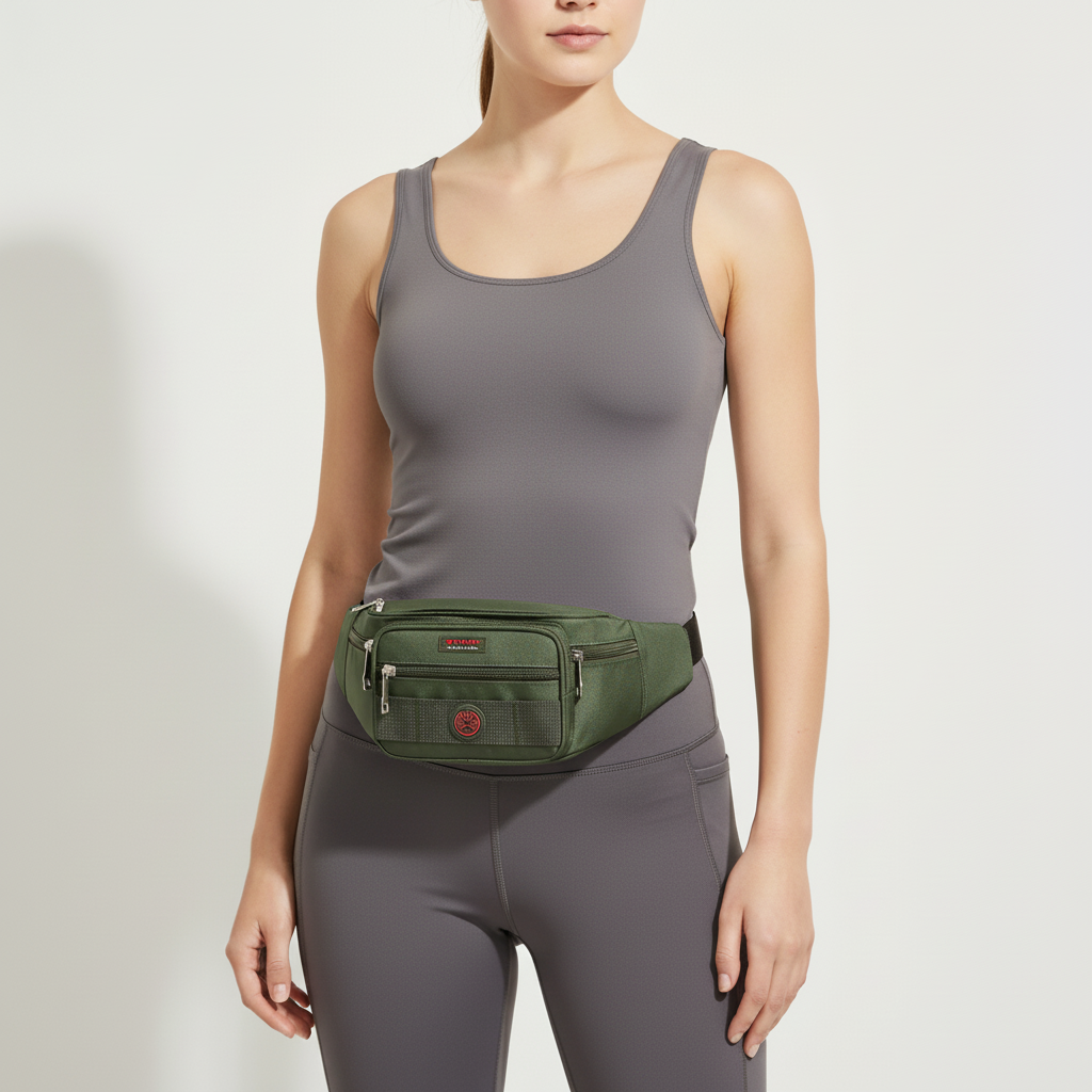 Crossbody sling waist pack with water-resistant oxford fabric and adjustable strap