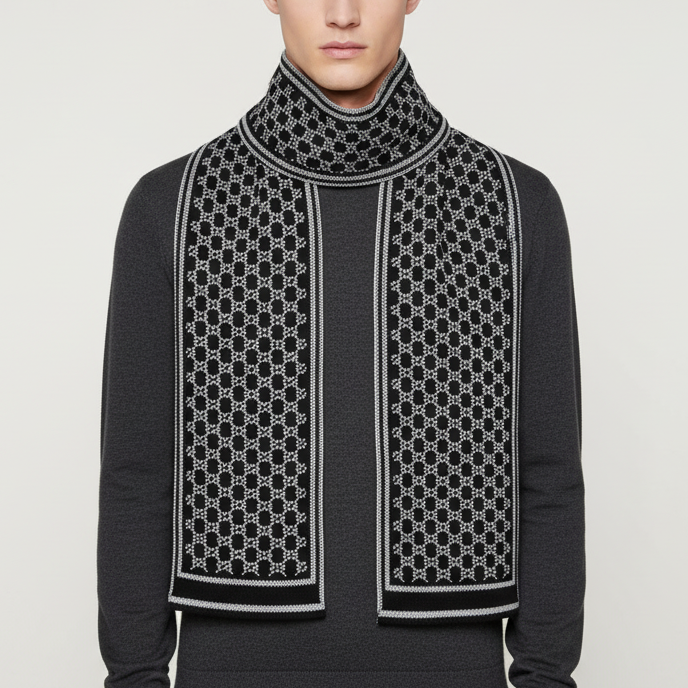 Woven jacquard scarves with double-sided pattern and windproof design