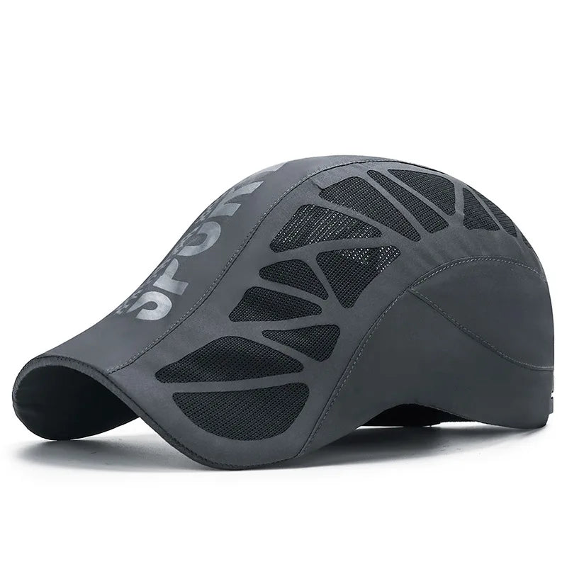 Men's breathable mesh sports cap with ventilation panels and sun bill