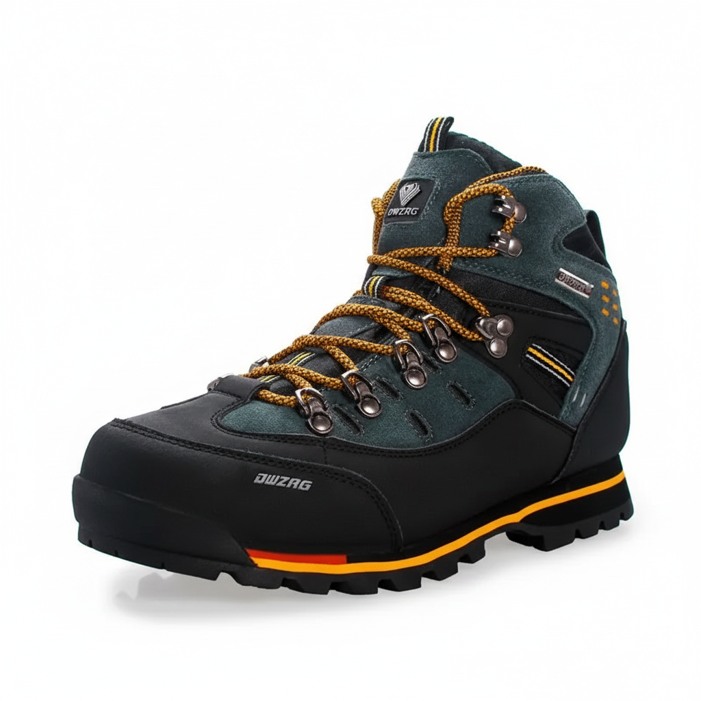 Men's mid-ankle hiking boot with waterproof upper and rugged traction sole