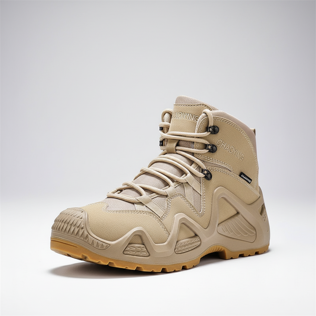 Waterproof tactical mid-ankle boot with breathable mesh lining