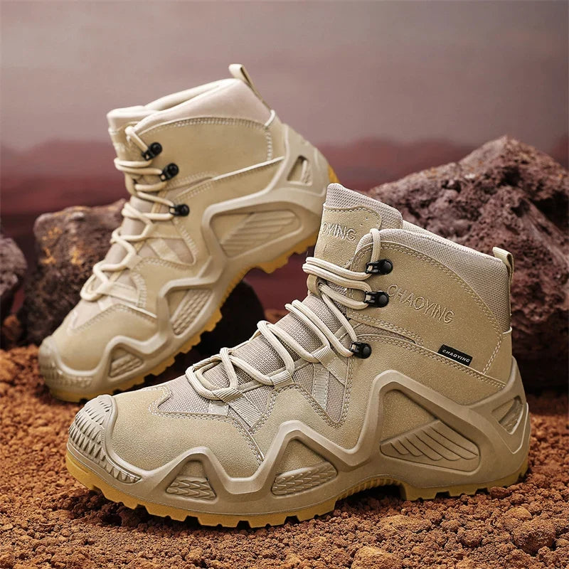 Waterproof tactical mid-ankle boot with breathable mesh lining
