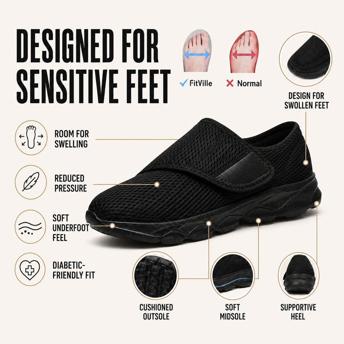 Celrien | Orthowalk Wide-Fit Adjustable Orthopedic Walking Shoe