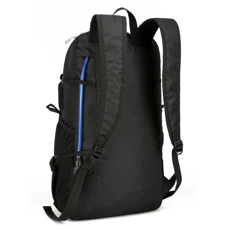 Foldable daypack with water-repellent exterior and adjustable shoulder straps
