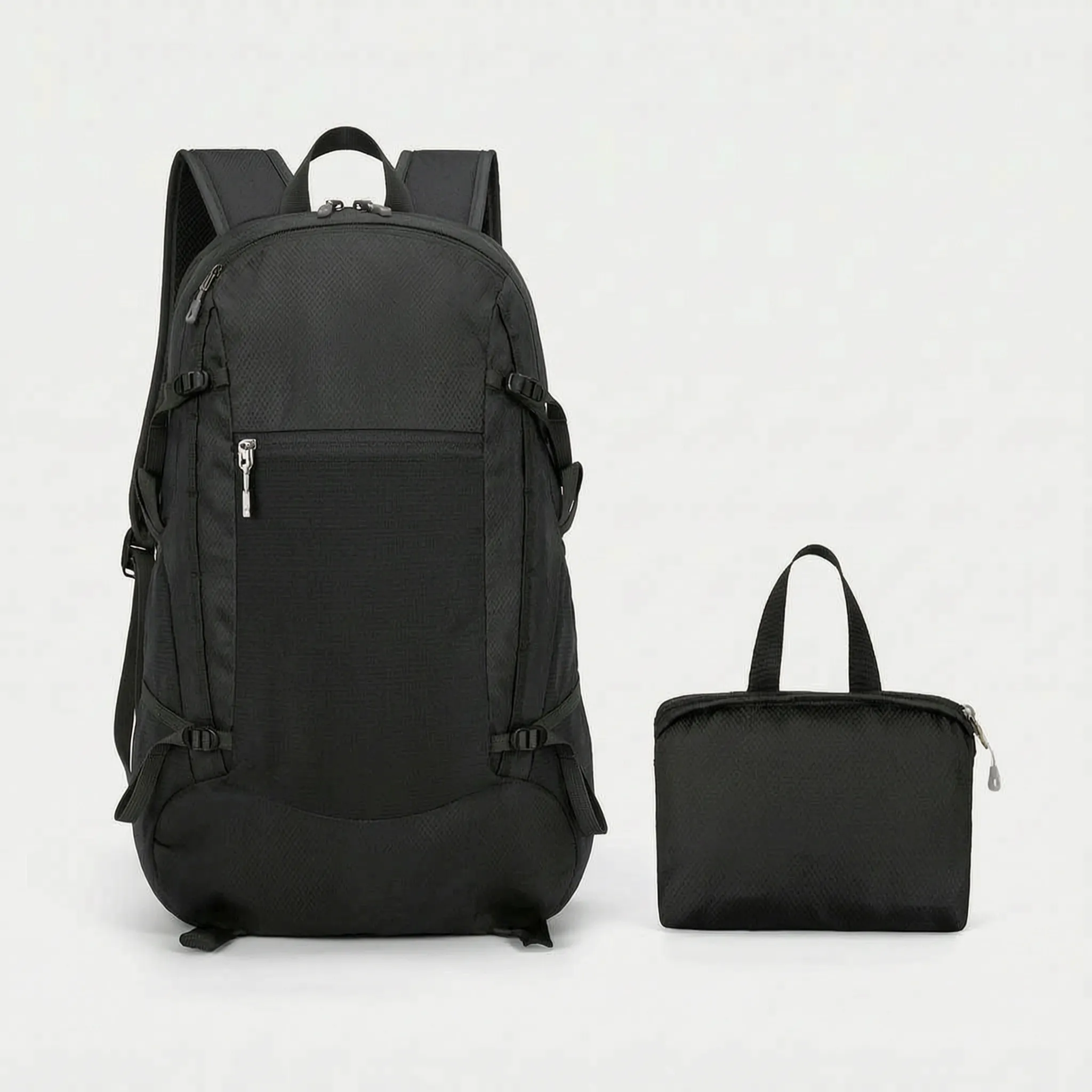 Foldable daypack with water-repellent exterior and adjustable shoulder straps