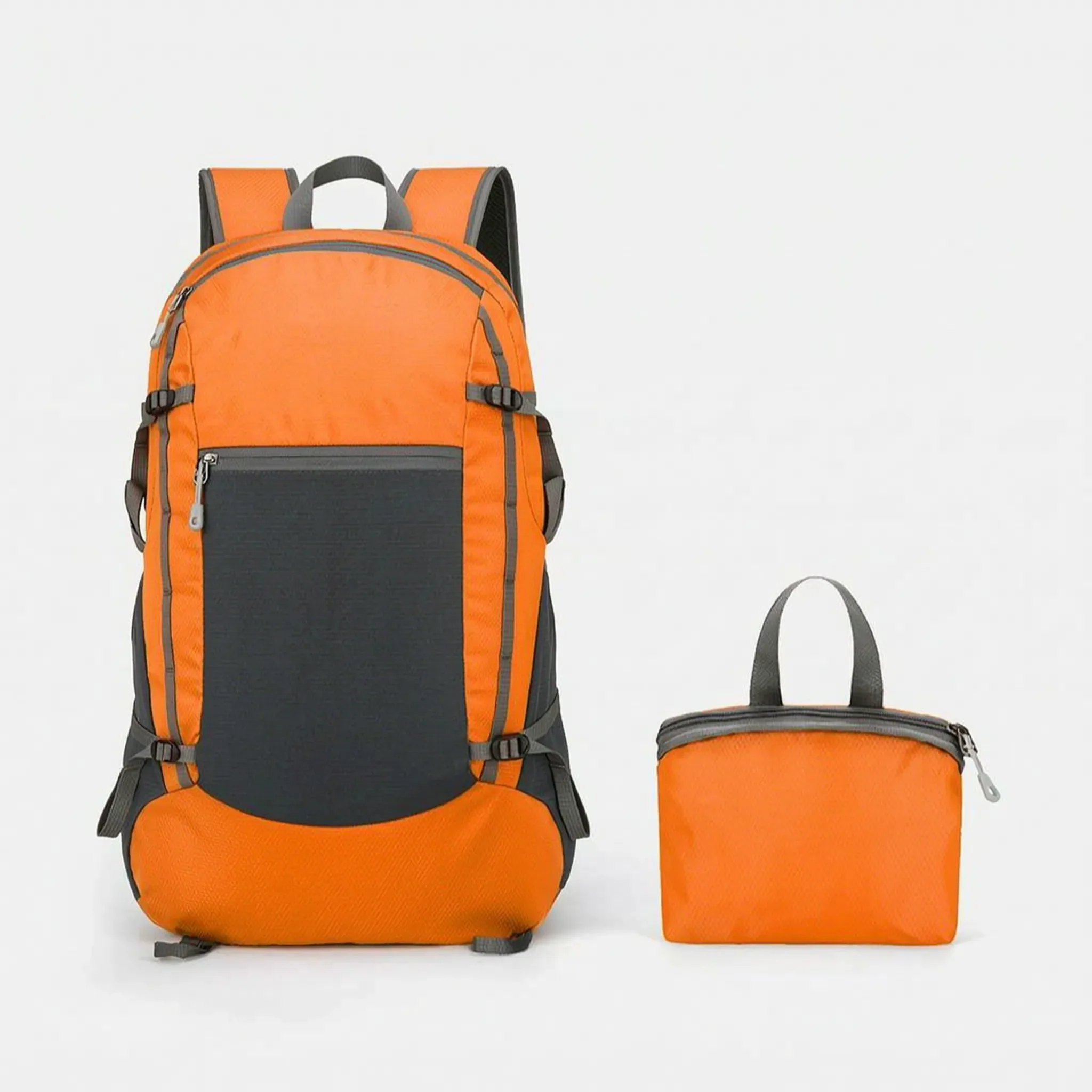 Foldable daypack with water-repellent exterior and adjustable shoulder straps