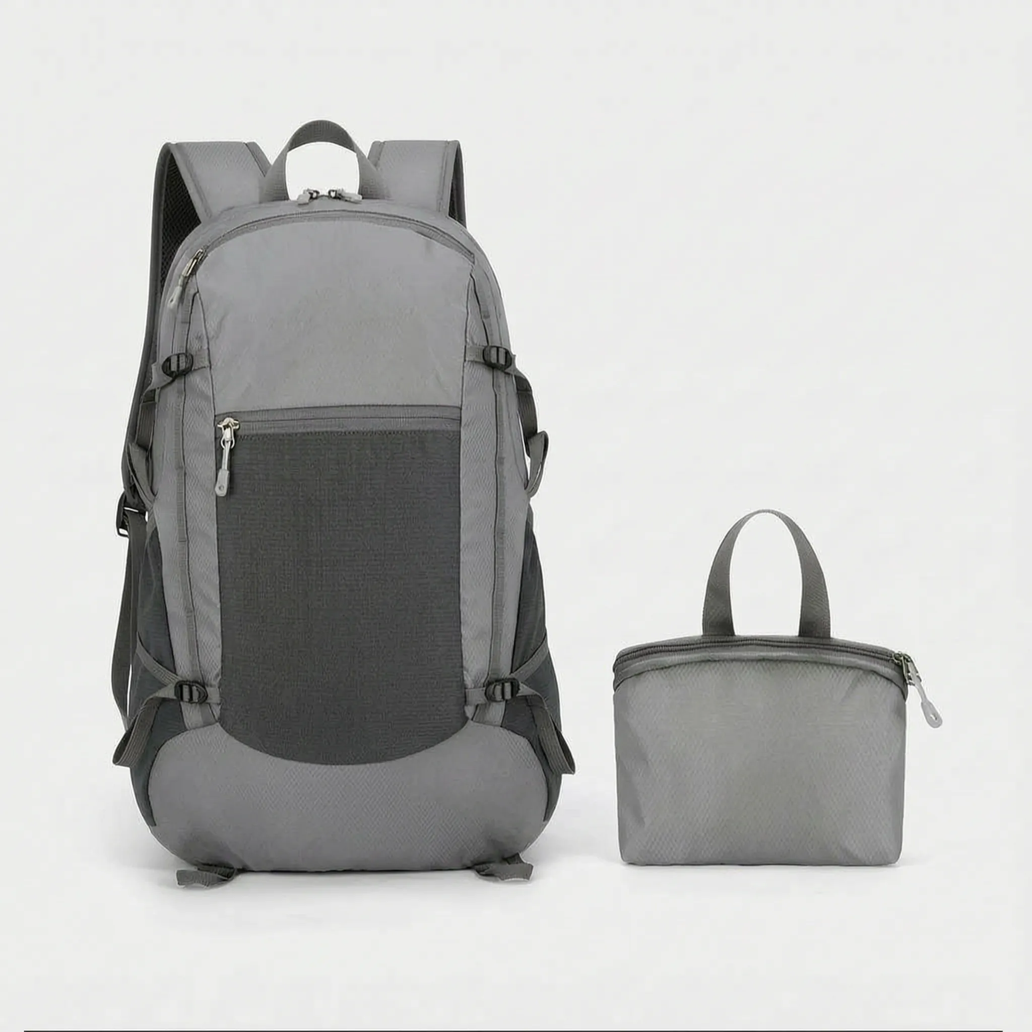 Foldable daypack with water-repellent exterior and adjustable shoulder straps
