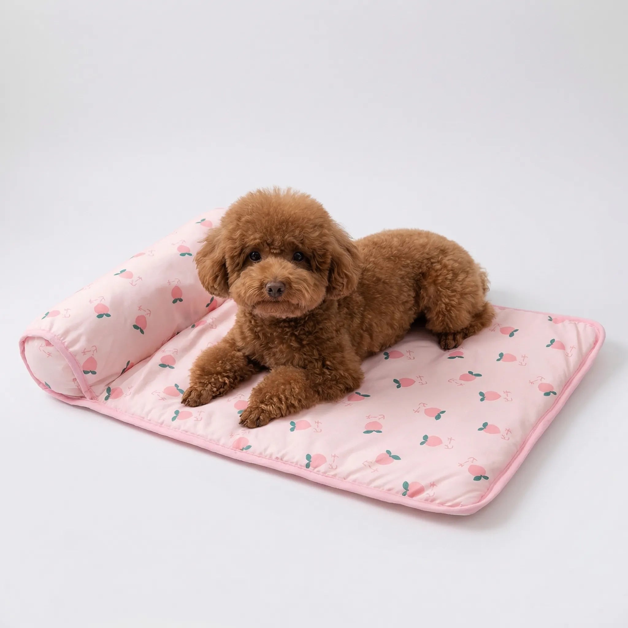 Breathable pet cooling mat with flat design and bolster headrest