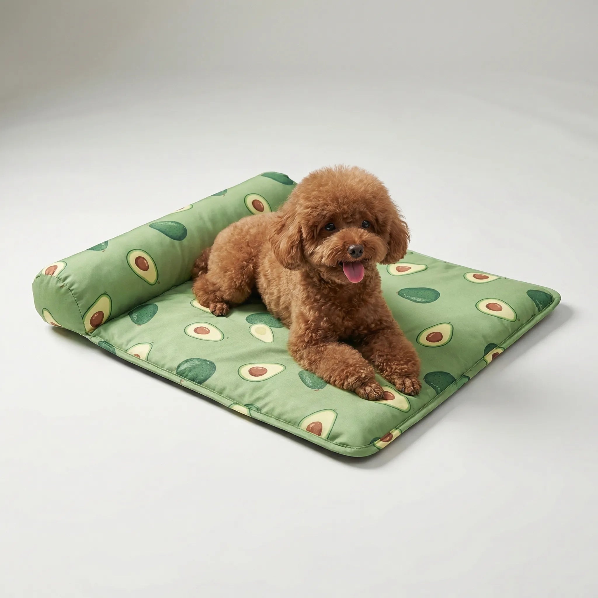Breathable pet cooling mat with flat design and bolster headrest