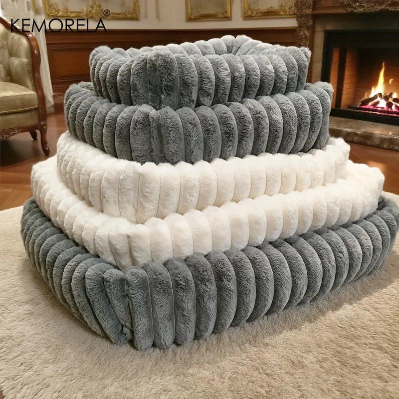 Orthopedic plush dog bed with raised sides for large dogs