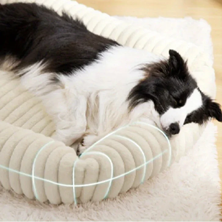 Orthopedic plush dog bed with raised sides for large dogs