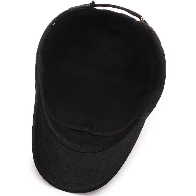 Men's flat top baseball cap with structured peaked brim