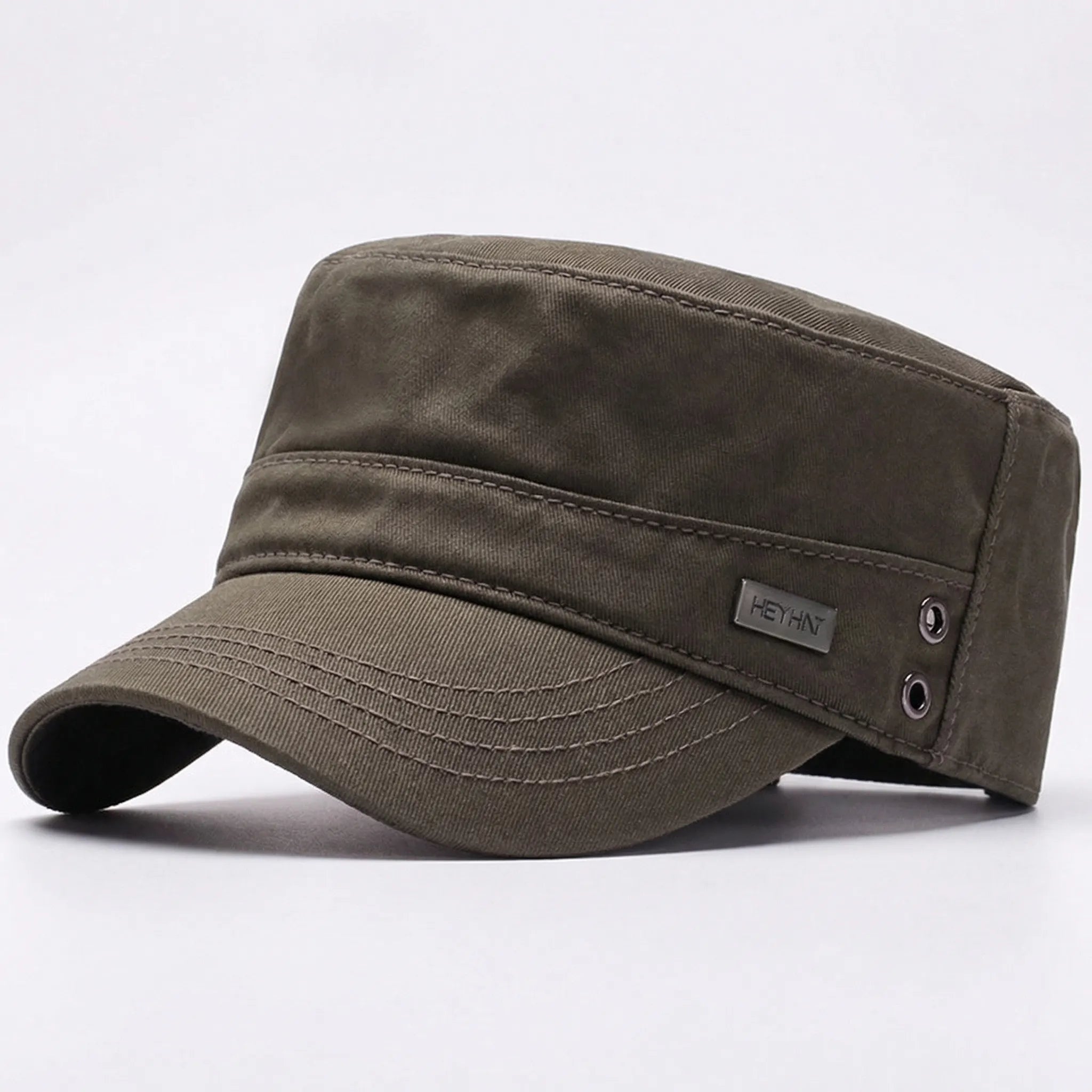 Men's flat top baseball cap with structured peaked brim
