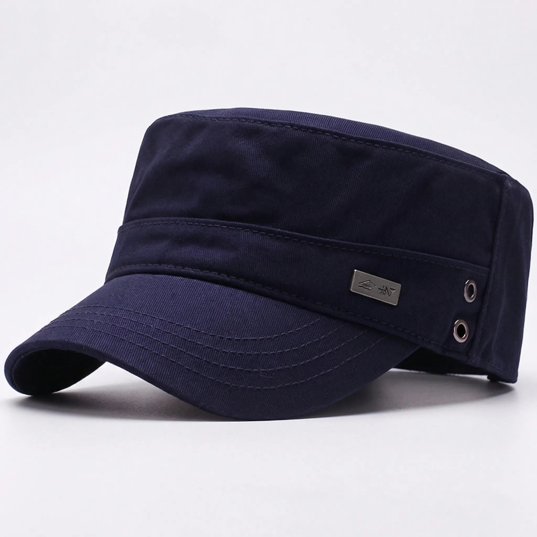 Men's flat top baseball cap with structured peaked brim