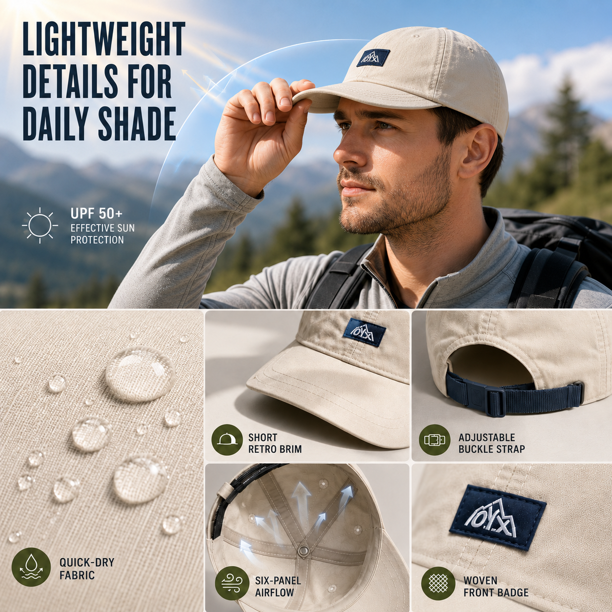 Celrien | Peaksley Retro Short-Brim Baseball Cap