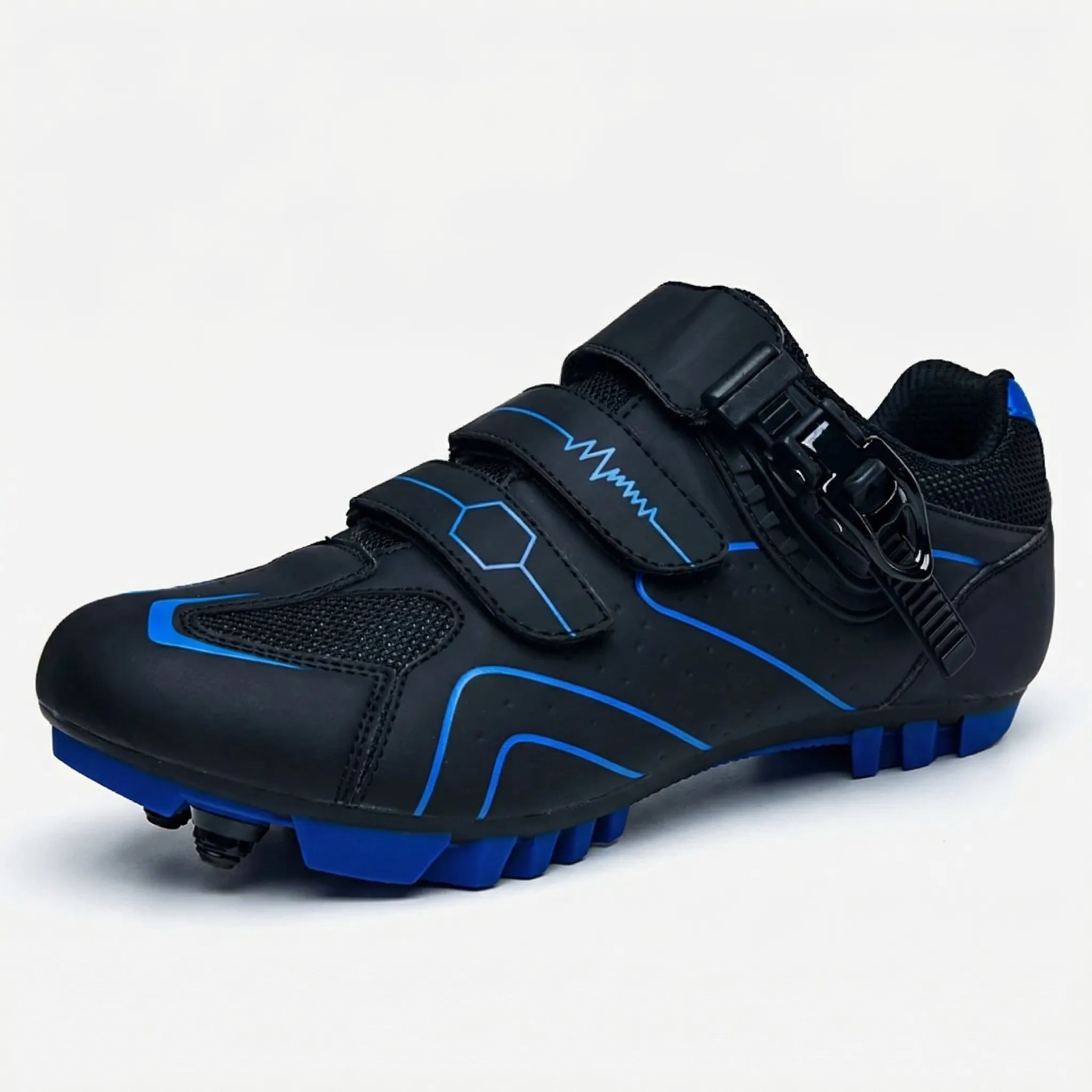 Men's MTB cycling shoe with SPD compatible recessed sole and ratchet buckle
