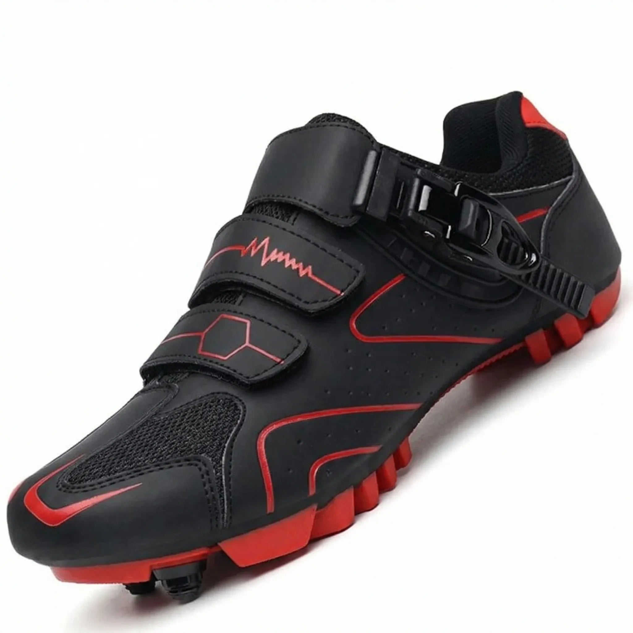 Men's MTB cycling shoe with SPD compatible recessed sole and ratchet buckle