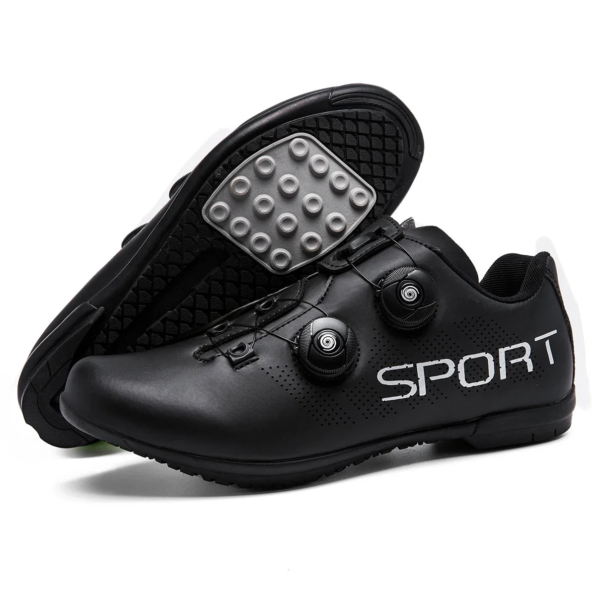 Flat pedal cycling shoe with dual dial closure and breathable upper