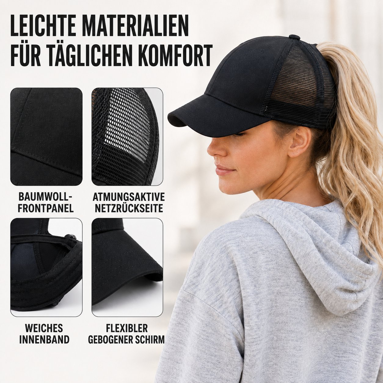 Celrien | Ponyxa Women's Baseball Cap with Ponytail Opening