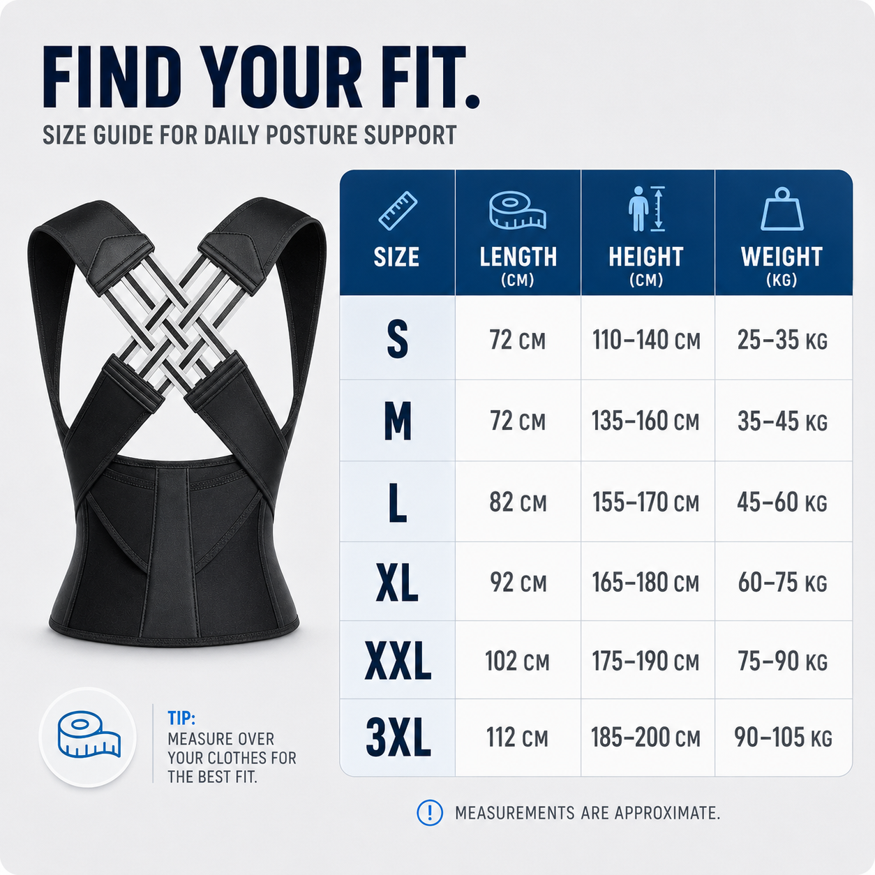 Celrien | PostuForm Adjustable Full Back Brace