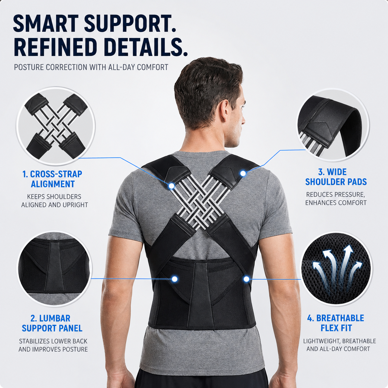 Celrien | PostuForm Adjustable Full Back Brace