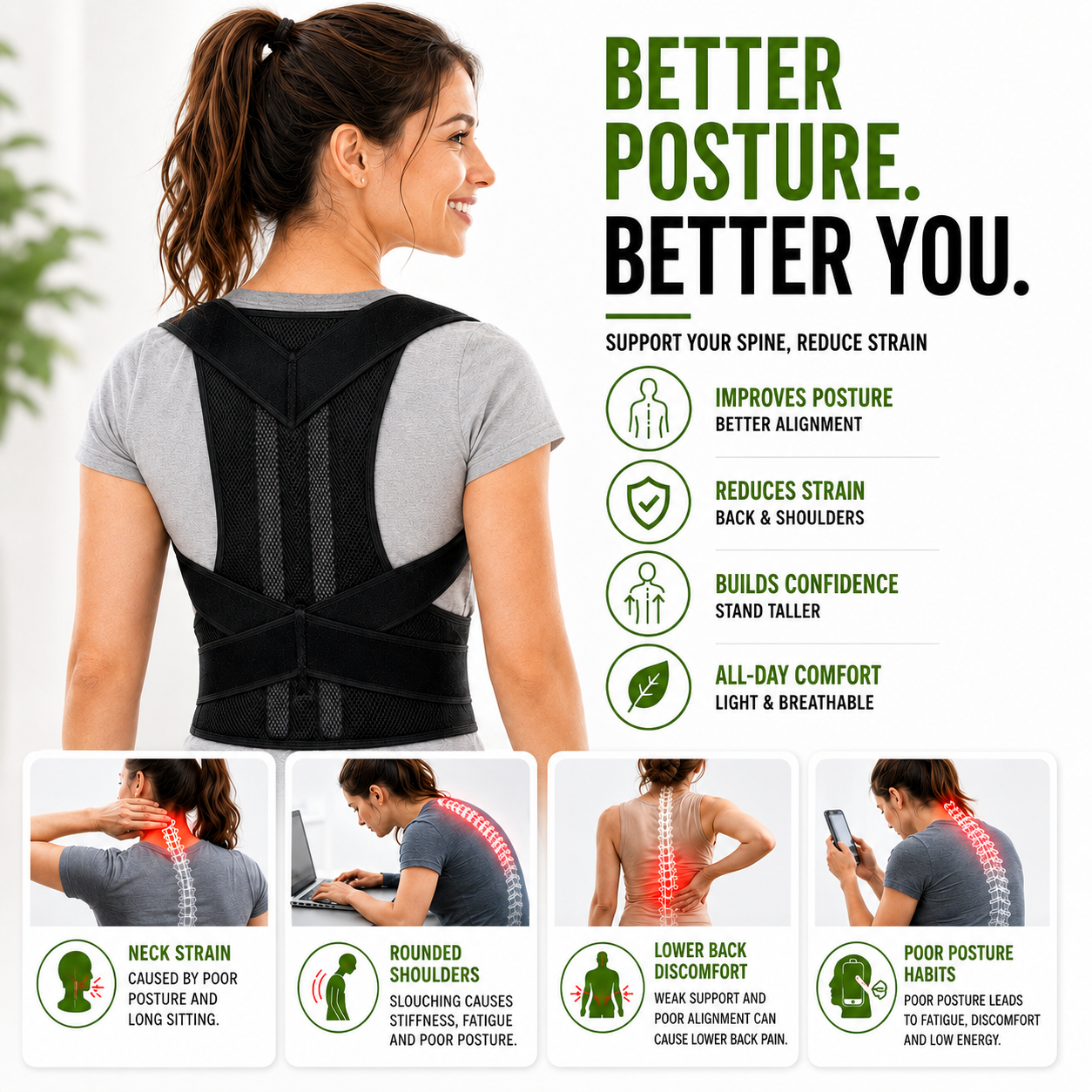 Celrien | PostuRise Adjustable Unisex Posture Brace