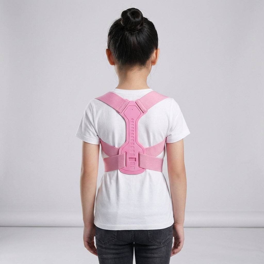 Kids adjustable posture corrector brace with shoulder support