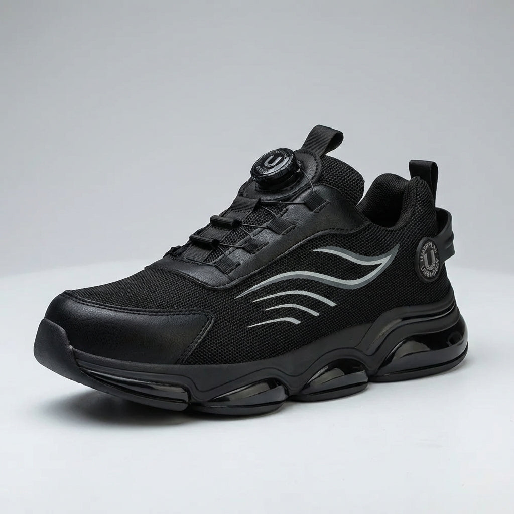 Lightweight breathable work shoe with anti-slip sole and dial closure