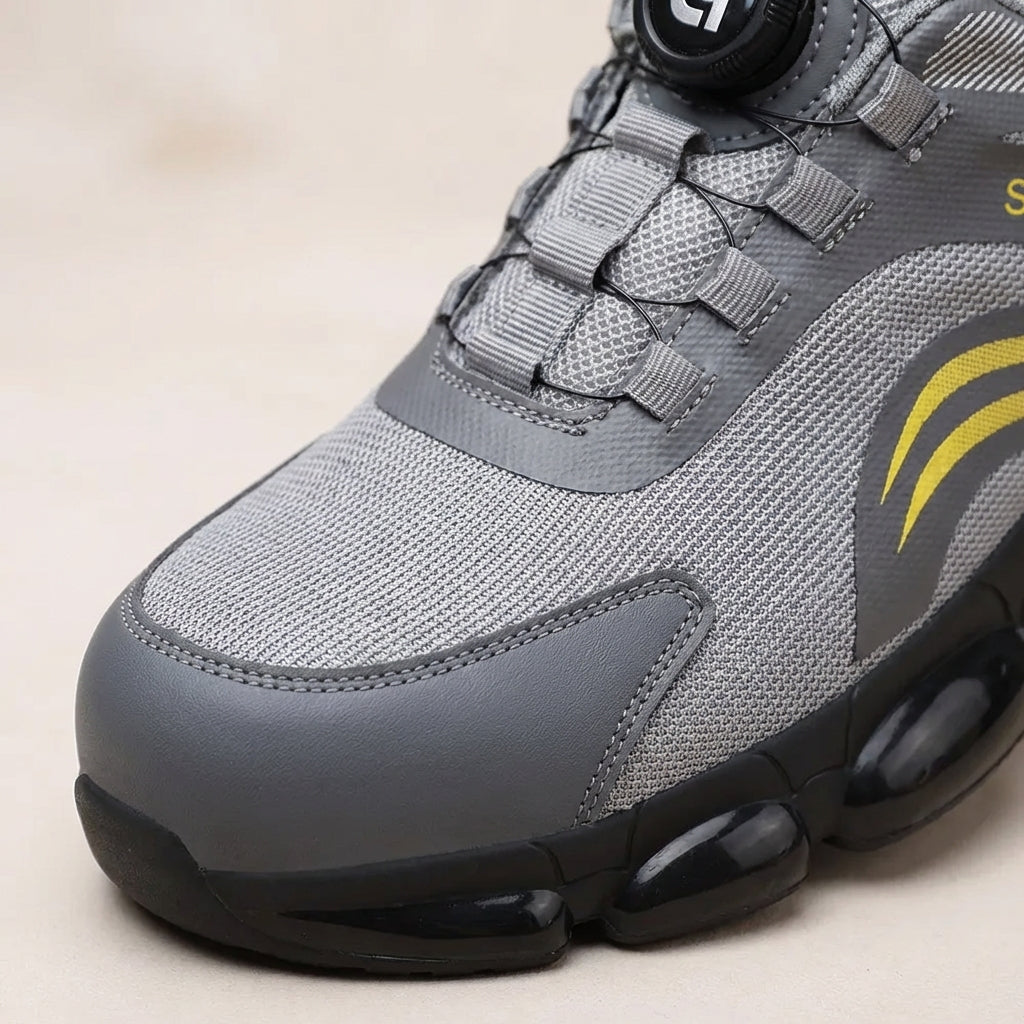 Lightweight breathable work shoe with anti-slip sole and dial closure