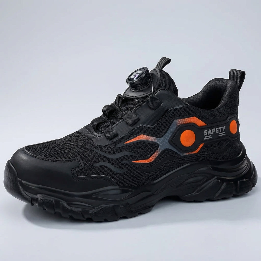 Lightweight breathable work shoe with anti-slip sole and dial closure