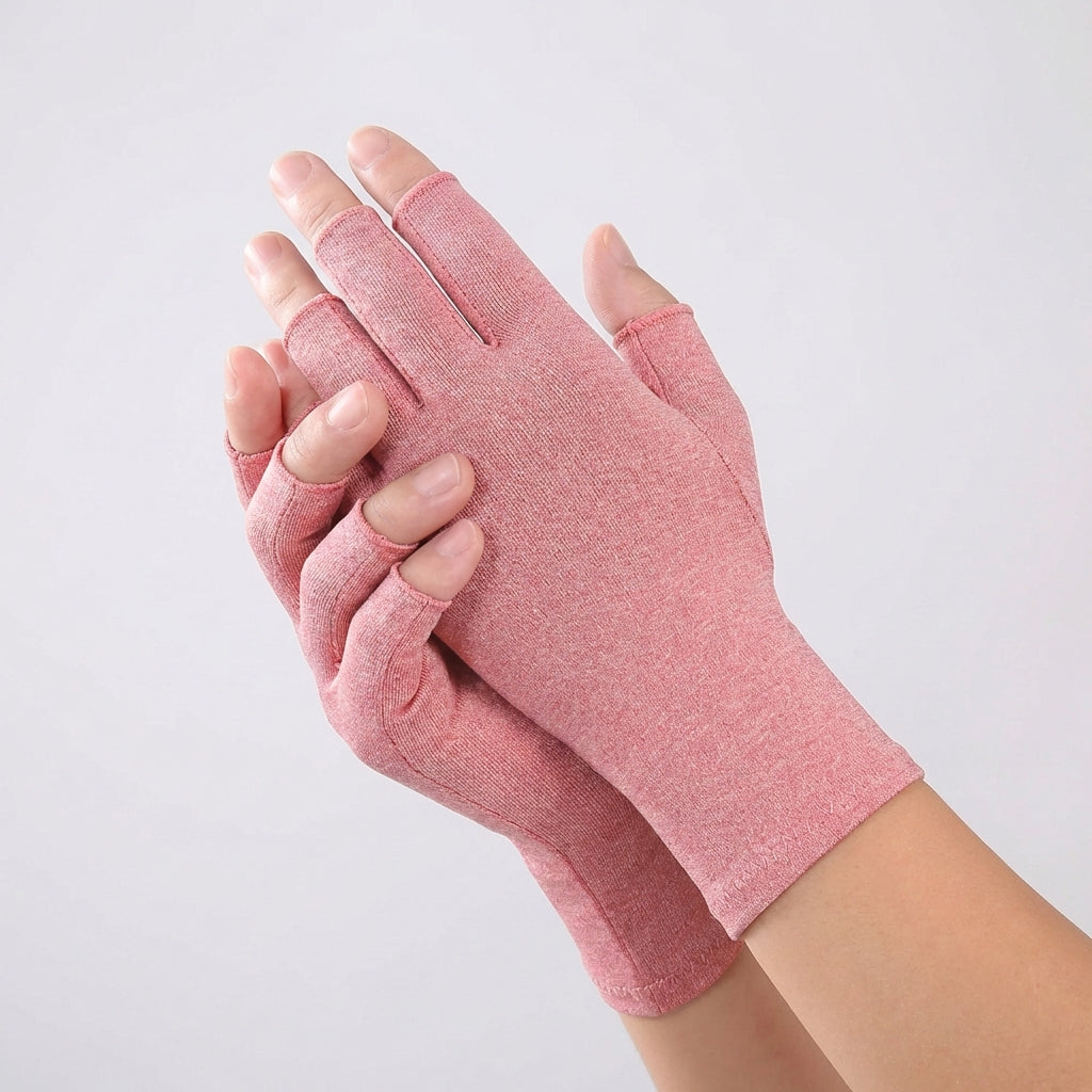 Half finger compression glove with wrist support for arthritis relief