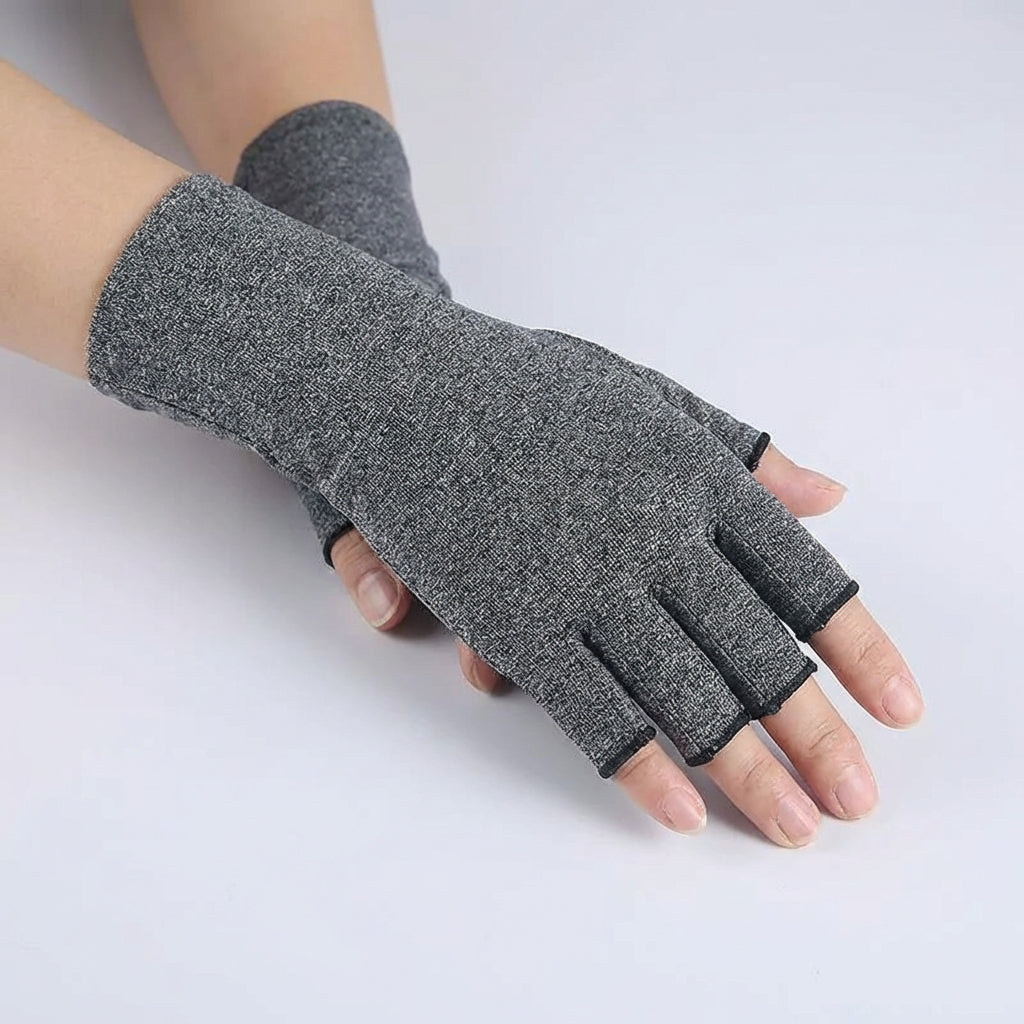 Half finger compression glove with wrist support for arthritis relief