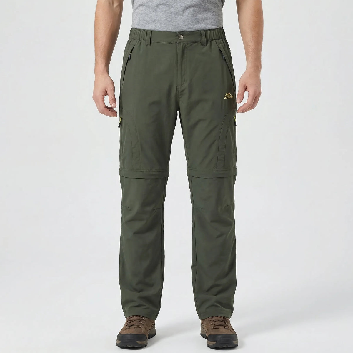 Men's zip-off hiking pants with quick-dry water-repellent fabric