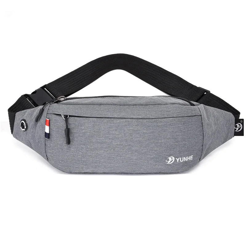 Waterproof nylon waist pack with adjustable strap and compartments