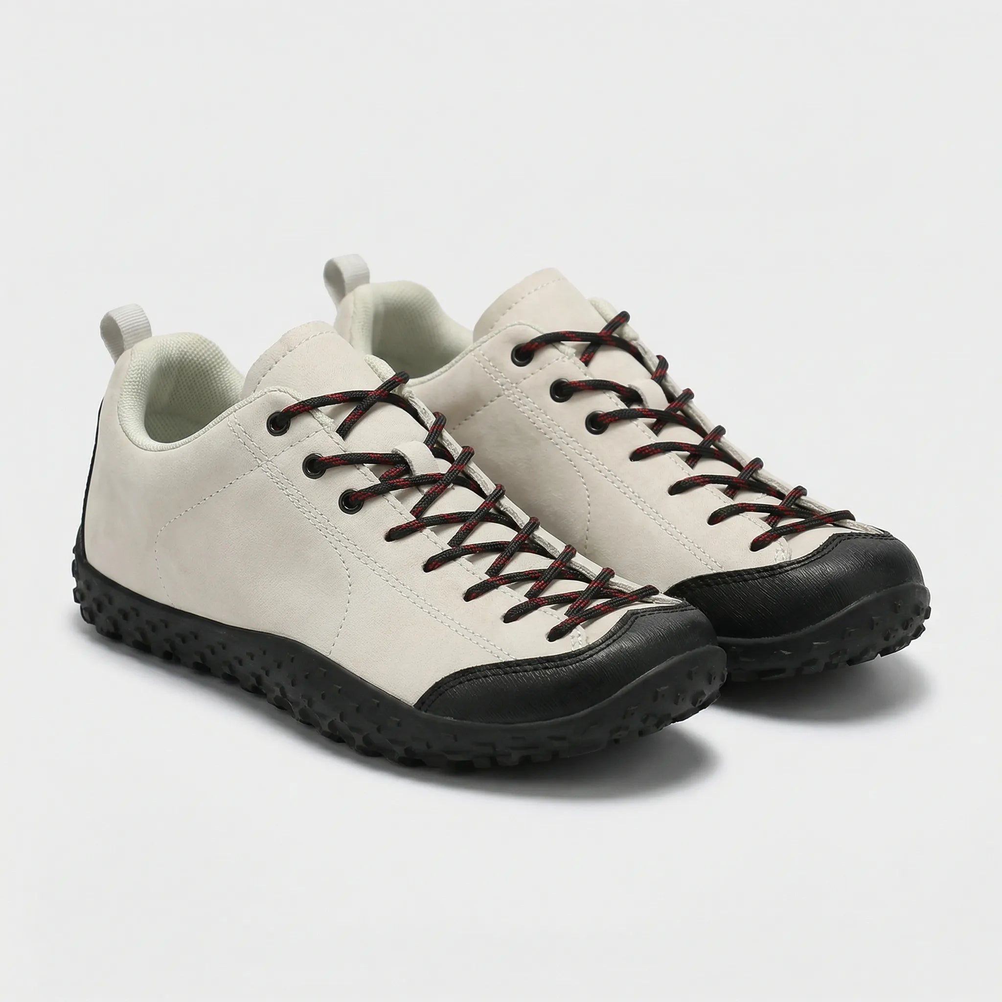 Wide-fit hiking shoes with deep-textured non-slip sole