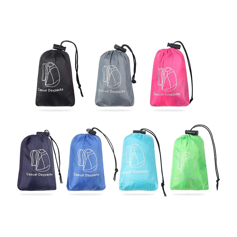 Foldable lightweight daypack with water-repellent outer shell and ventilated mesh straps