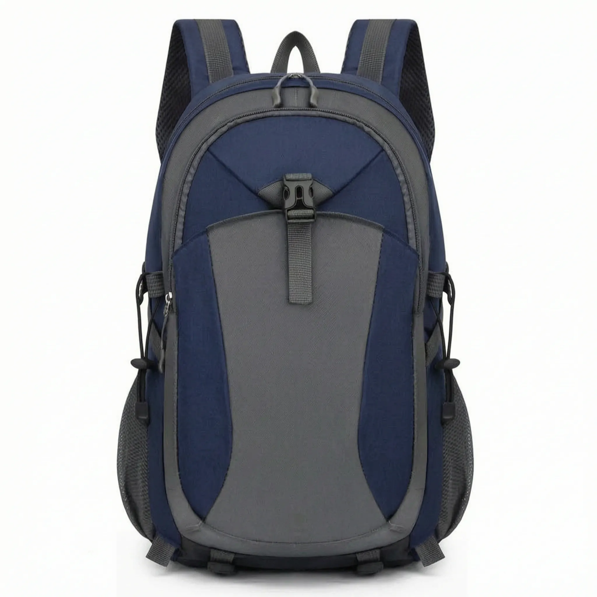 Multi-compartment hiking backpack with water-repellent nylon exterior