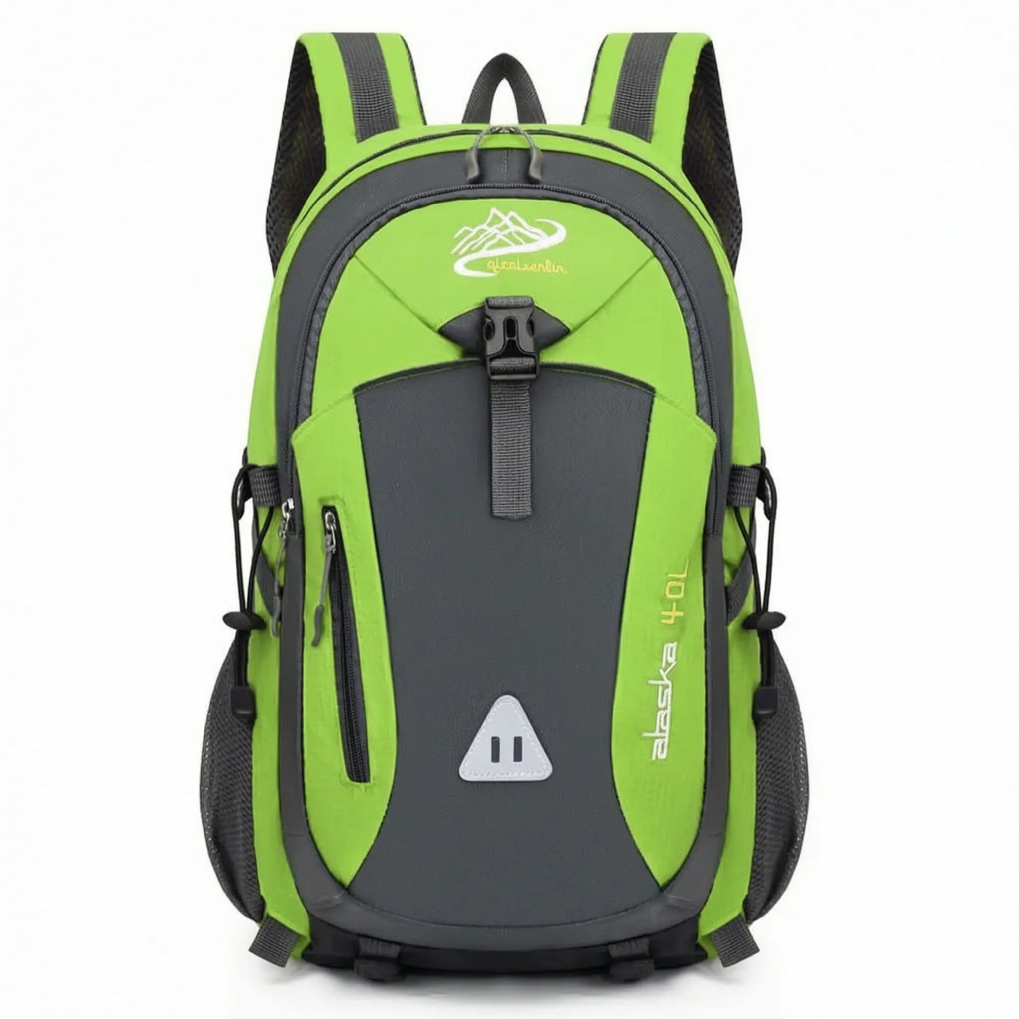Multi-compartment hiking backpack with water-repellent nylon exterior