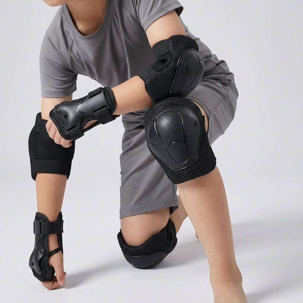 6-piece kids protection set with knee, elbow, and wrist guards