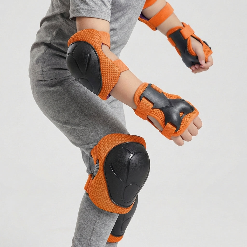 6-piece kids protection set with knee, elbow, and wrist guards