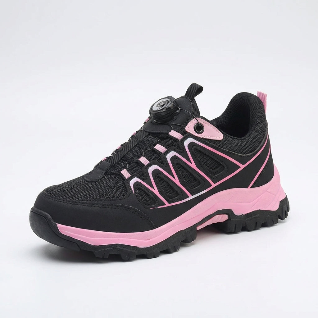 Women's safety sneaker with reinforced toe cap and slip-resistant sole