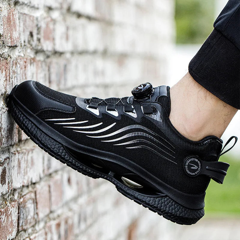 Men's low profile safety sneaker with dial closure and puncture protection