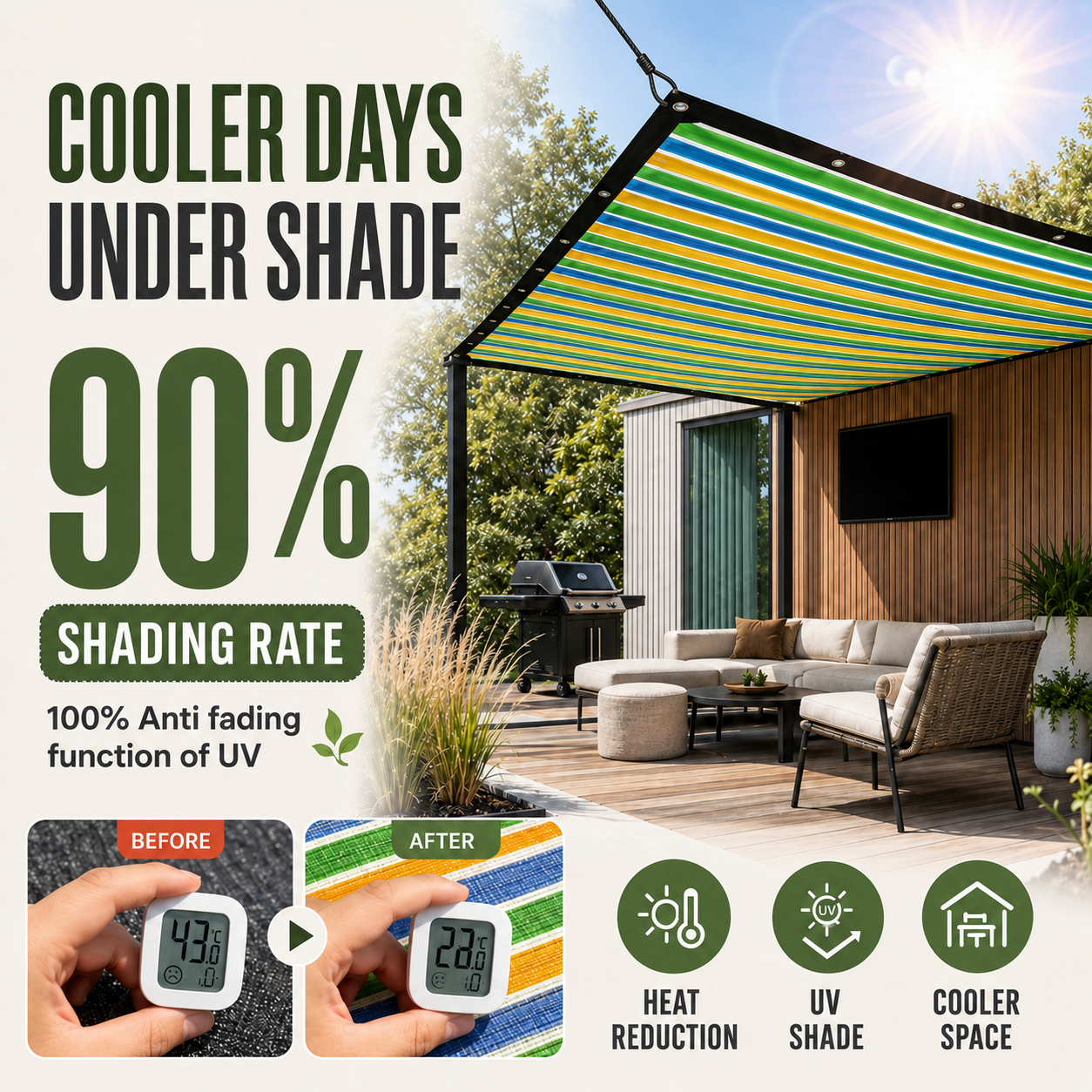 Celrien | ShadeLoom Striped Outdoor Shade Canopy
