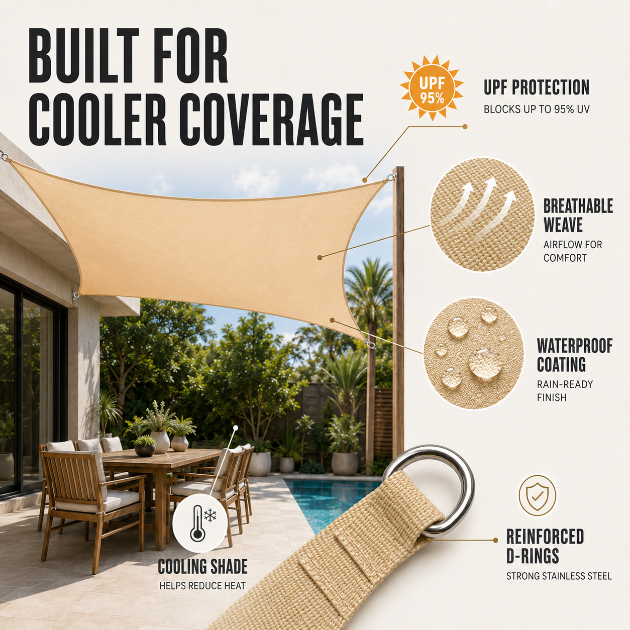 Celrien | Shadeara Rectangular Sun Shade Canopy