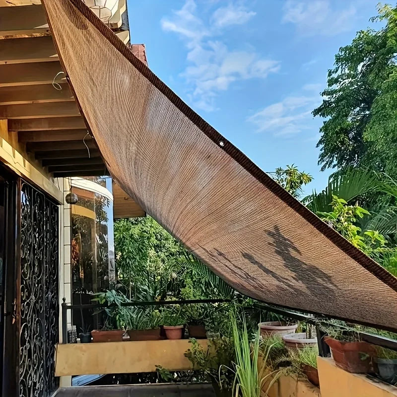 Rectangular sun shade canopy with 85% UV light blocking and perforated breathable design