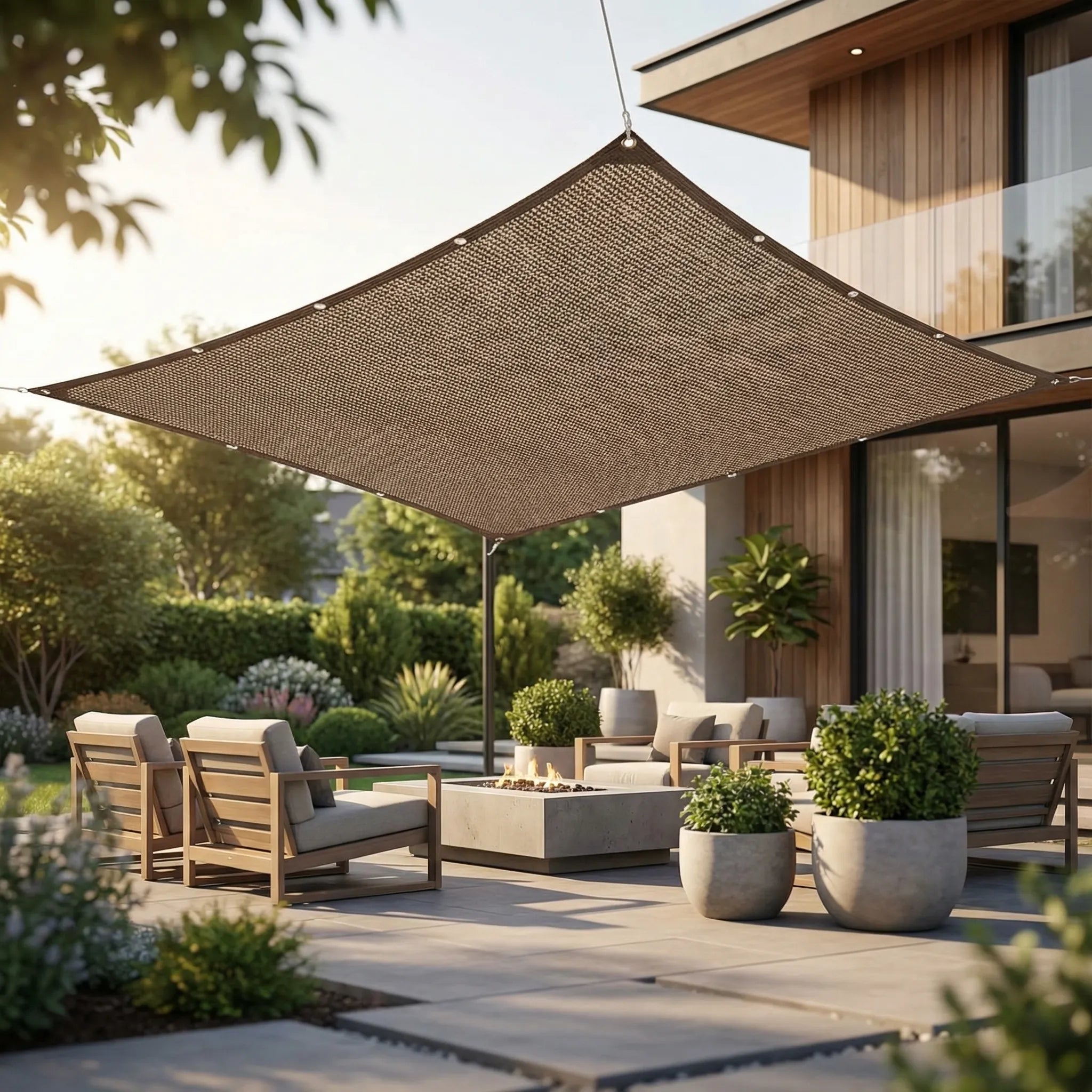 Rectangular sun shade canopy with 85% UV light blocking and perforated breathable design