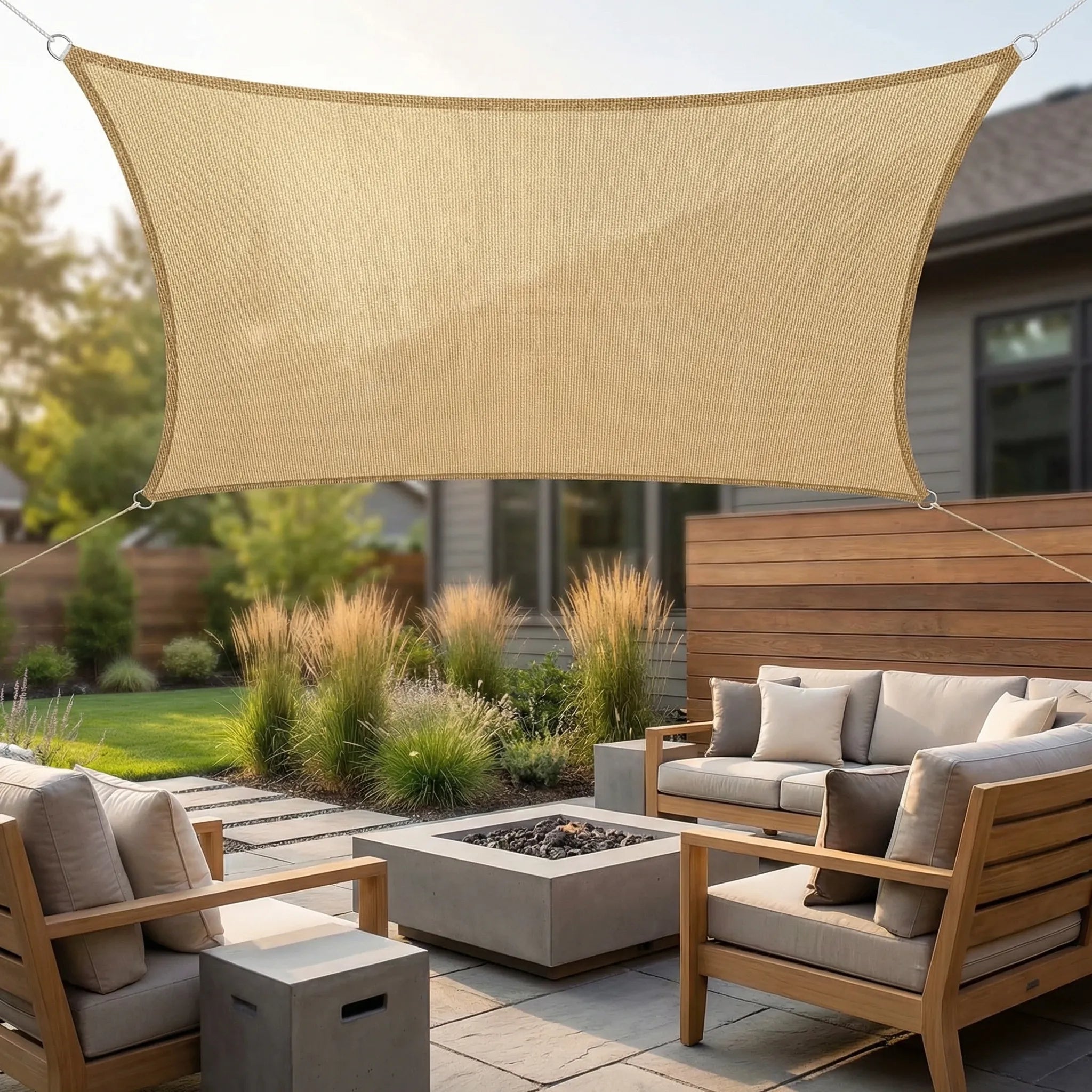 Rectangular sun shade sail with reinforced corners for patio and garden