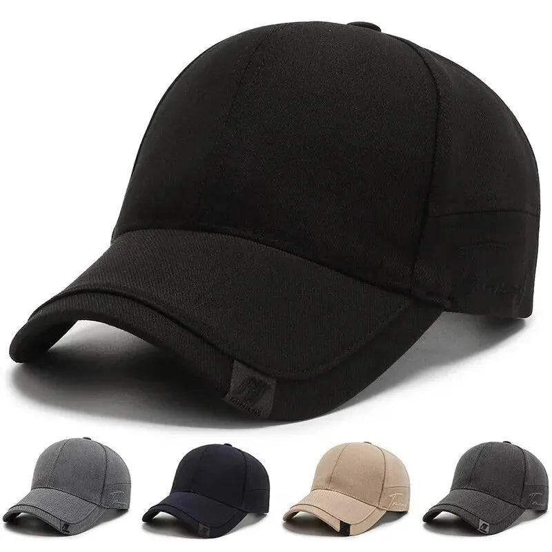 Men's minimalist baseball cap with curved peak and adjustable fit